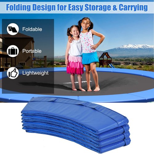 Giantex Trampoline Pad, 8ft 10ft 12ft 14ft 15ft 16ft Trampoline Replacement Safety Pad, No Holes for Pole, Waterproof Trampoline Accessories Spring Cover (15 Ft, Blue)