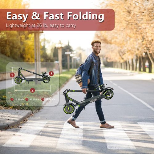 Electric Scooter for Adults - 350W/500W Motor, 19Mph Max Speed, 8.5” Solid Tires, 15/21 Miles Range, Portable Commuting E-Scooter with Double Braking System and App