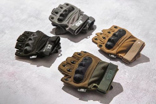 Glove Station The Combat - Fingerless Knuckle Tactical Gloves for Men - Motorcycle Gloves for Tactical Shooting, Airsoft, Hunting, Police Work and Hiking - Black, Large