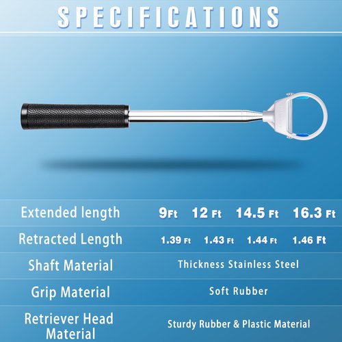 CHAMPKEY Upgraded Auto-Locking Golf Ball Retriever Performance Version - Thicken Telescopic Shaft Golf Ball Picker - High Durability and Stability Golf Retriever (9FT)