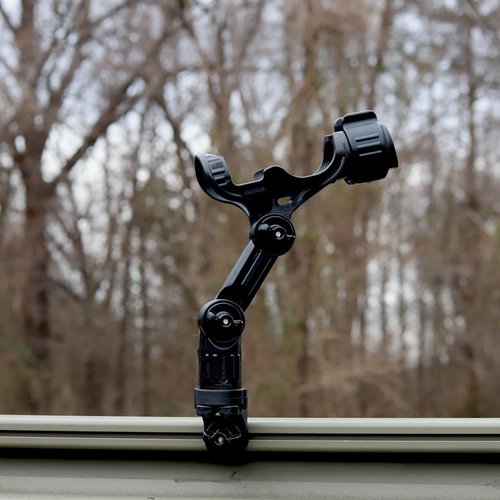 YakAttack Omega Pro Rod Holder | Track Mount Fishing Rod Holder for Kayak & Boat | Secure & Adjustable LockNLoad System | Compatible with Spinning, Casting, Fly Reels | Kayak Track Mount Accessories