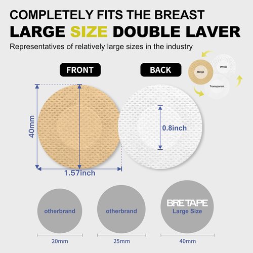 Bretape 100Pcs (50 Pairs) Nipple Covers Men, No-Show Mens Nipple Guard Tape Anti-Chafing Nipple Covers for Men, for Running, Sports, and Daily Wear (Beige 25 Pairs + White 25 Pairs)-V01
