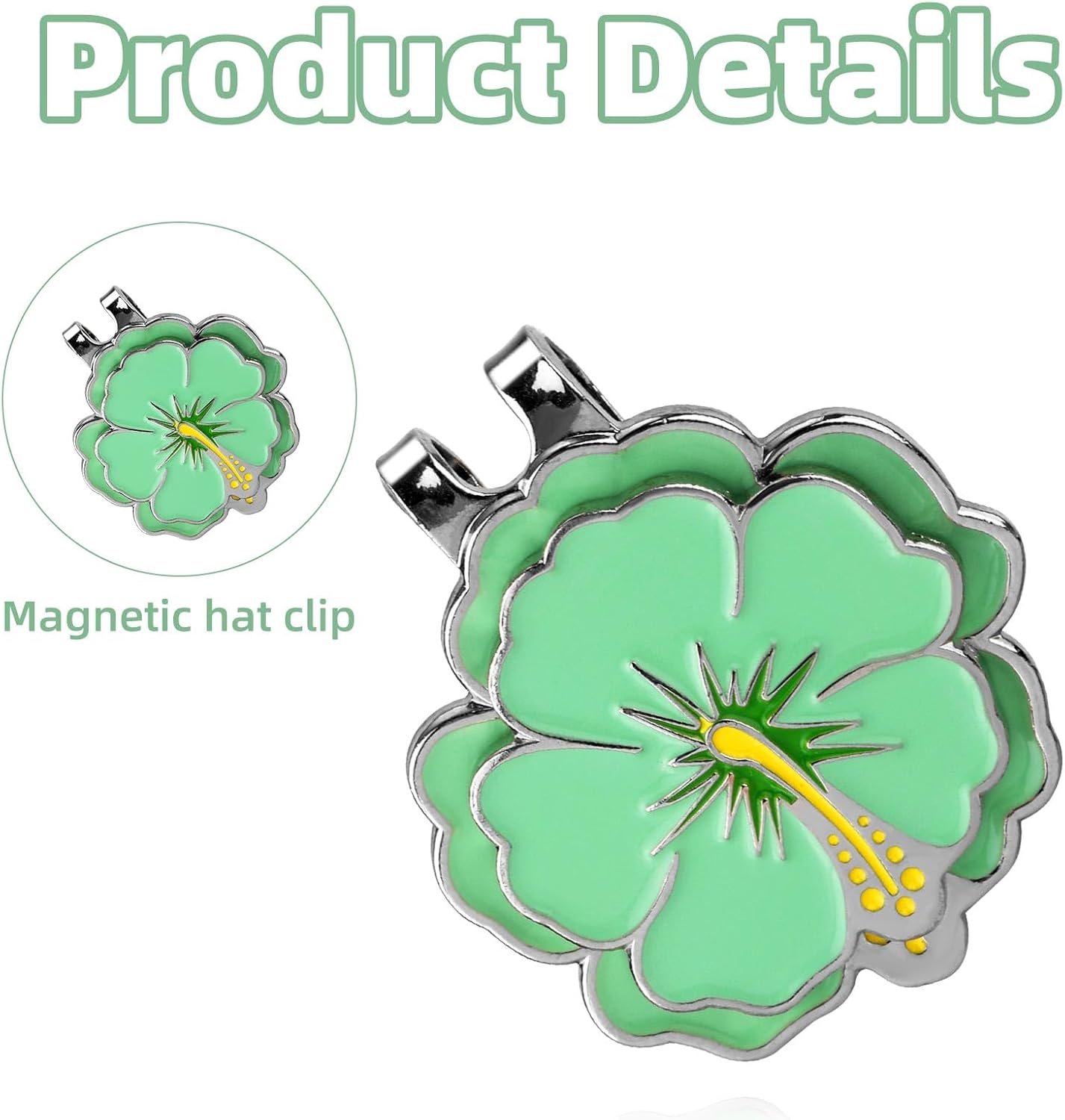 2pcs Magnetic Golf Ball Marker with Hat Clip, Flower Shape Golf Marker Magnet Set Cap Hat or Visor Clip Sports Bag Accessories for Women Men Golfer Friends Gift