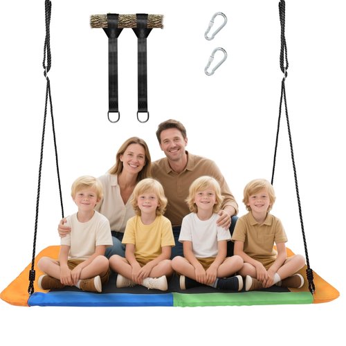 60" Giant 800lbs Rectangular Tree Swing for Kids and Adults,Large Outdoor Tree Swing Waterproof with 2 Hanging Straps
