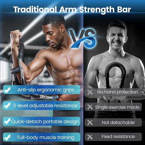 Puxinargo Twister Arm Trainer - Adjustable Resistance Arm & Chest Exerciser, Portable Forearm Strengthener with Detachable Design, Power Twister Bar for Home Gym, Outdoor & Office Workout (20-60lbs)