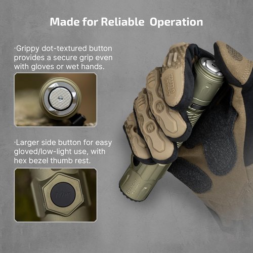 OLIGHT Warrior Ultra 2500 Lumens Tactical Flashlight, Compact Dual Switches Rechargeable Bright Light with Proximity Sensor, Suitable for Emergency, Outdoor, Hunting, Searching (Olive-Green)