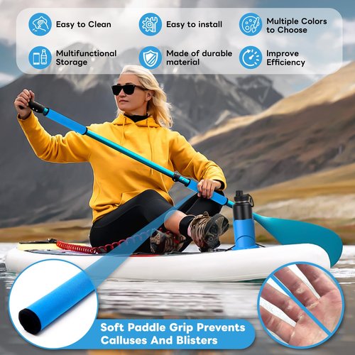 Paddle Board and Kayak Cup Holder, Paddle Grips, Paddle Board and Kayak Accessories Kit (Blue)