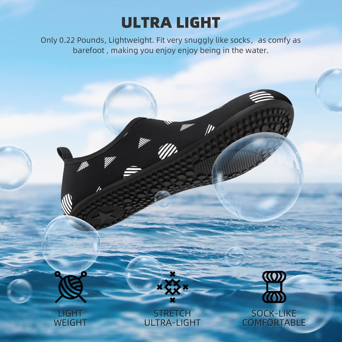 Water Shoes for Women Men Quick-Dry Aqua Socks Swim Beach Barefoot Yoga Exercise Wear Sport Accessories Pool Camping Must Haves Adult Youth Size 7-8Women/6-7Men