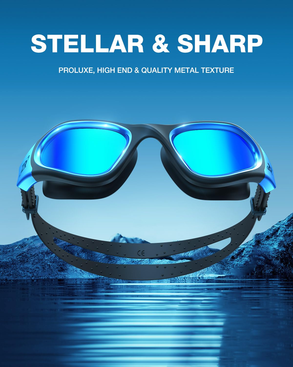 ZIONOR Swim Goggles, G1 MAX Polarized Anti-fog Swimming Goggles for Men Women Adult, UV Protection Leakproof Easy Adjustable Strap for Indoor Outdoor Swimming (Polarized + Gold)