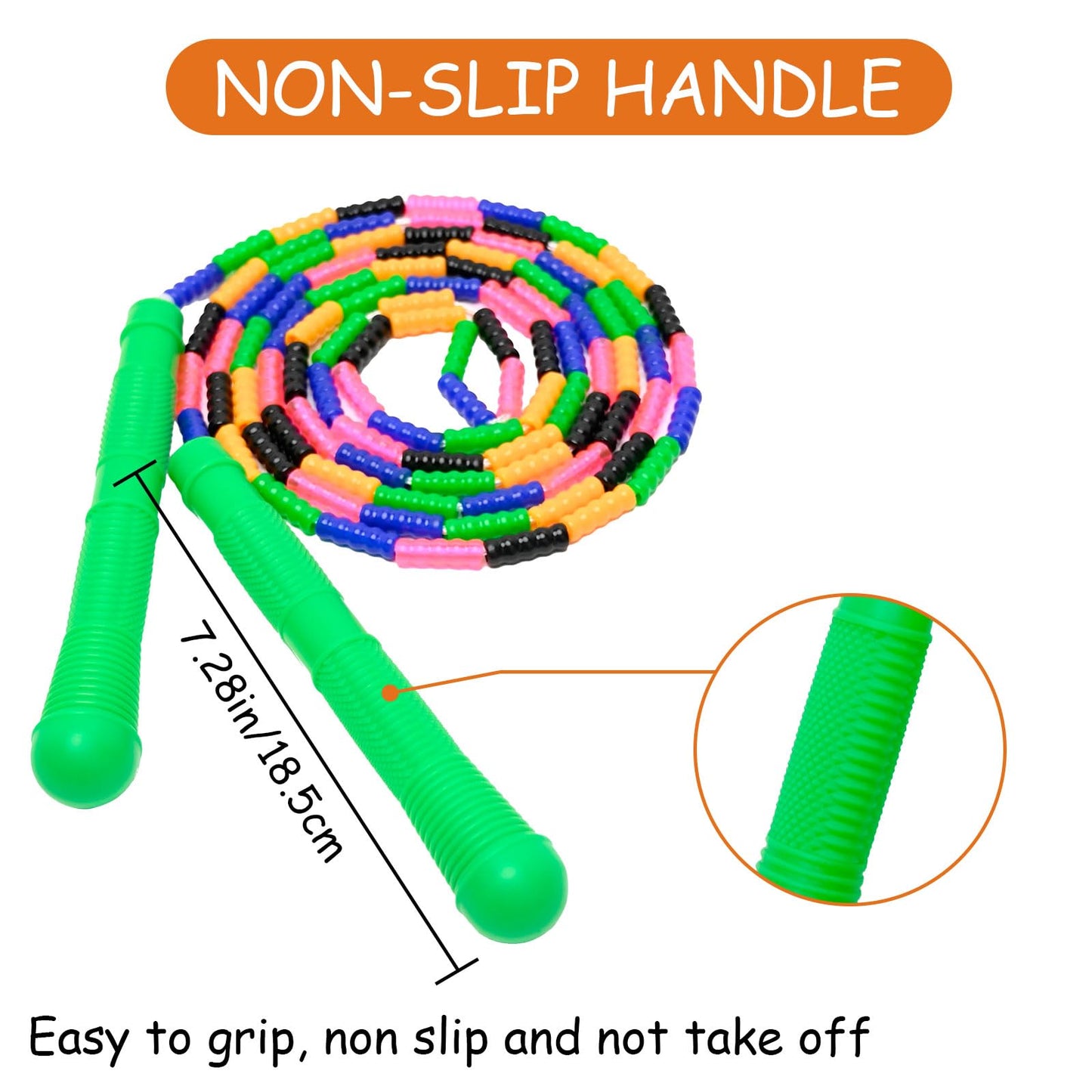 Dutch Jump Rope 16 FT 2 Pack, Long Soft Beaded Jump Rope, Adjustable Segmented Skipping Rope for Kids Adults, Multiplayer Jumping Rope for Fitness Outdoor (2 pack green)