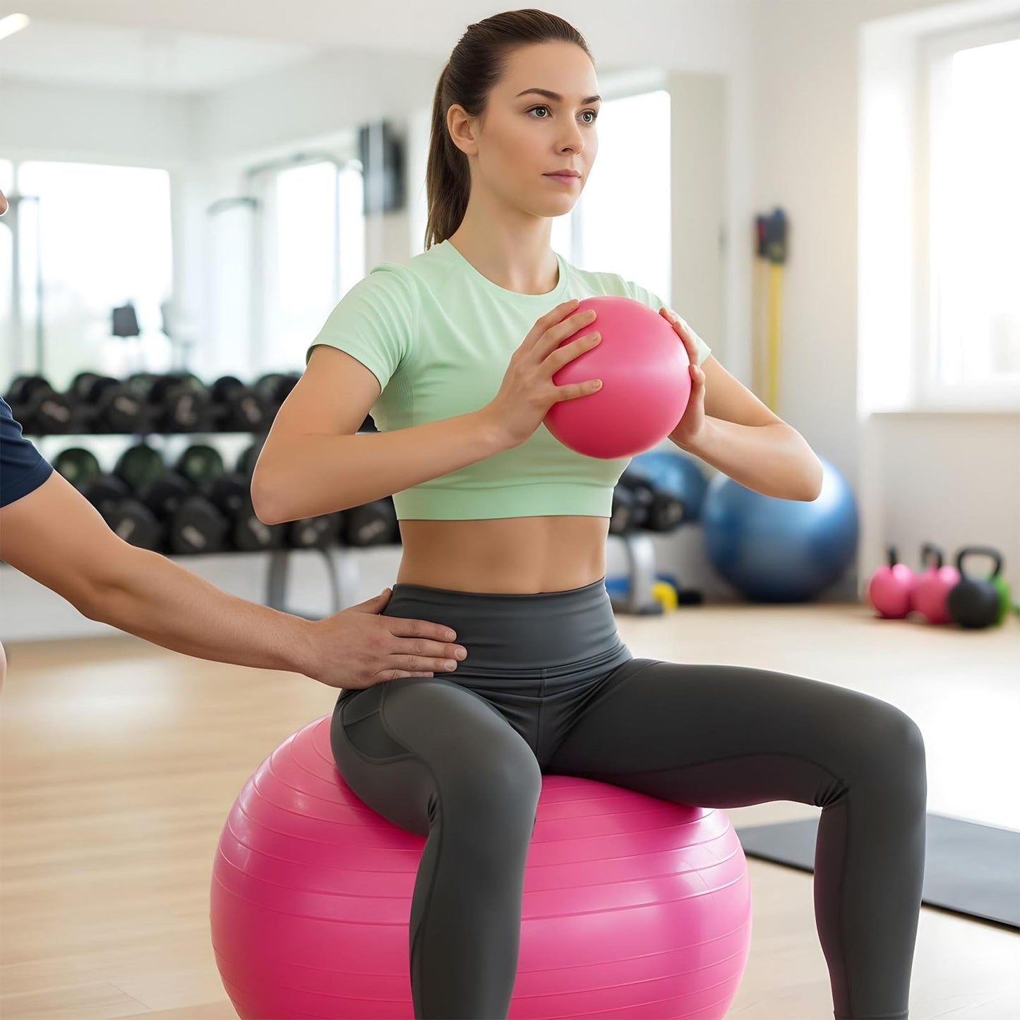 Kifmurase 2PCS Yoga Ball, 25Inch Thicked Anti-Burst Exercise Balls for Workout Stretching Stability, Non-Slip Balance Ball Equipment for Women Pilates Physical Therapy Pregnancy Labor Birthing Fitness