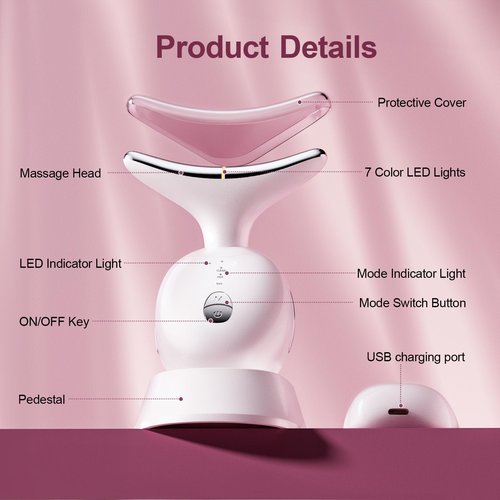GDKLXL Facial & Neck Massager: Red Light Therapy for Women, Skin Lifting Beauty Device,7 in 1 LED Facial Sculptor Tool for Women's Daily Skincare