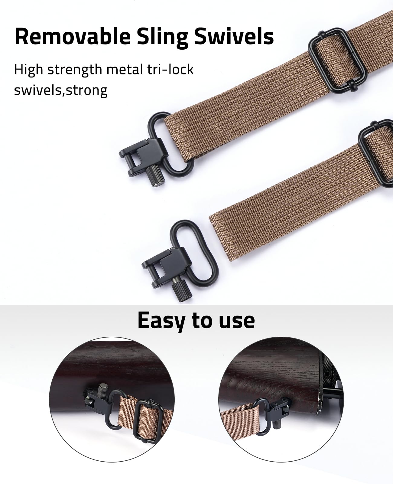CVLIFE Two Point Sling Rifle Sling Strap with Metal Swivels, Khaki Camo
