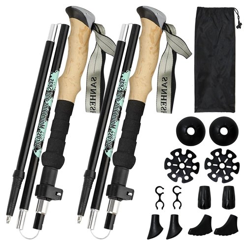 Collapsible Hiking Trekking Poles，2 Pack Telescopic Trekking Poles，Lightweight Aluminum Alloy with Shockproof and Quick Lock，Suitable for Hiking, Camping, Mountaineering and Traveling