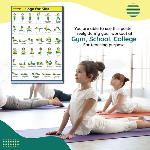 SPORTAXIS Kids Yoga Poster - Unique and Easy Poster to Train Yoga to Kids