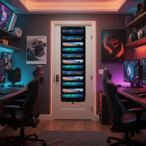 Mity rain 12+1 Playmat Tube Holder for MTG with Tube Slot, Hangable Playmat Holder Storage Bag, Transparent PVC Protection with Quick-Access Slots, Fits 24x14 Standard Mats Compatible with TCG/MTG