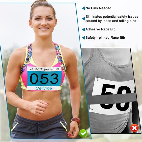 NELOMO Adhesive Race Bib 7.5” X 6” Competition Number Bib Adhesive Running Bib Sticker Race Bib Athlete Number Bib for Marathon Cross-Country Running Cycling Race Mountain Climbing Race (001-200)