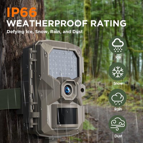 RIGDOO Trail Camera, 4K 48MP Trail Game Camera with Night Vision 0.1s Trigger Motion Activated, IP66 Waterproof Game Cam 130°Wide Angle with 48pcs No Glow LEDs for Outdoor Wildlife Monitoring