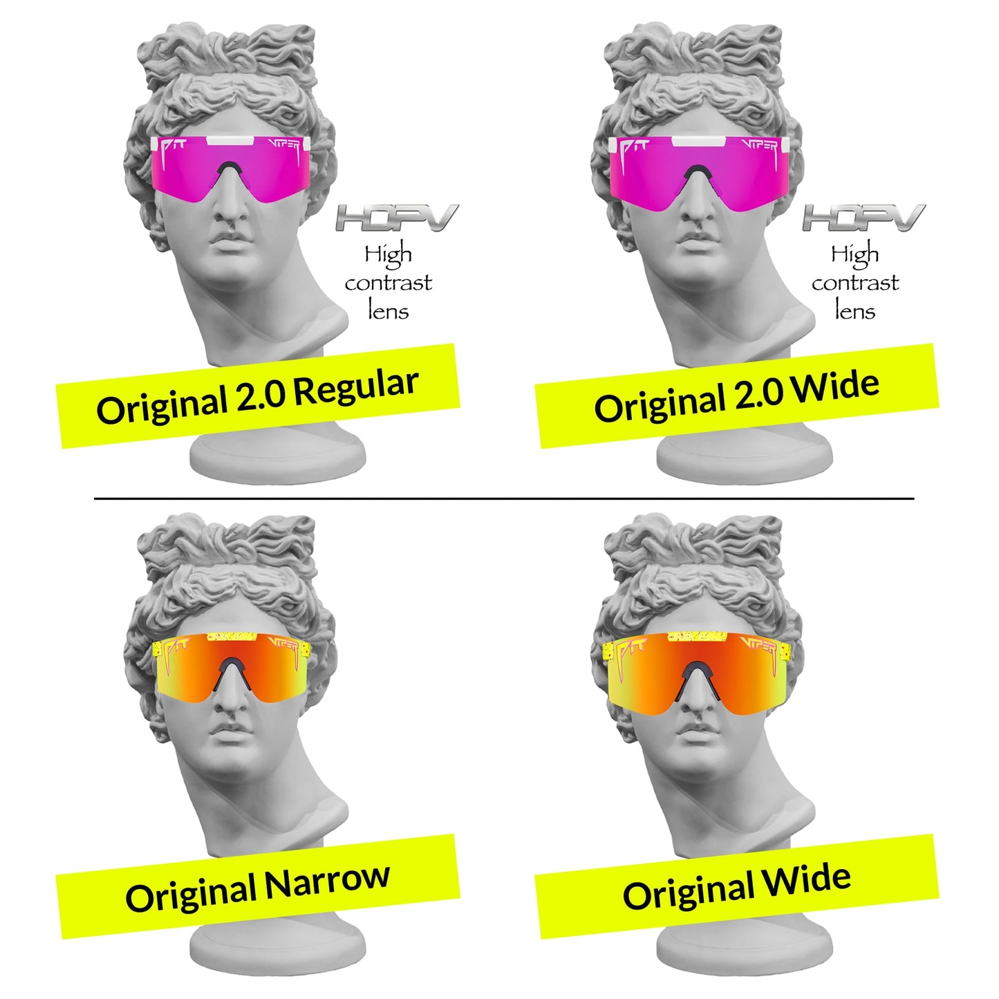 Pit Viper Sunglasses I The Original I Wide Fit I Polarized Lens, Indestructible Frame I Turbo Adjustable for Perfect Fit I Micro Fiber Bag & Retainer Straps I Rainbow Lens, Yellow Frame