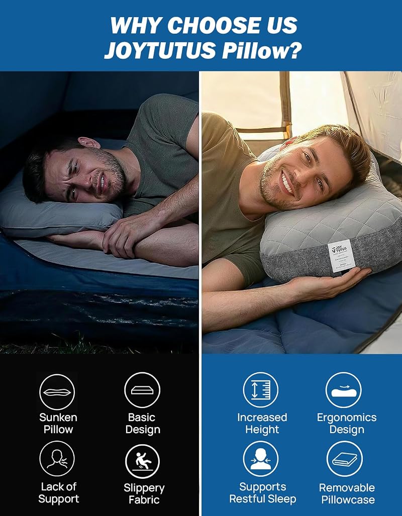Ultralight Inflatable Camping Pillow with Removable Cotton Cover