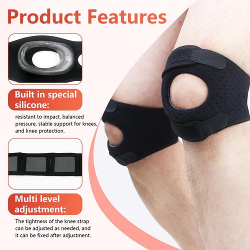 Knee Brace, Patellar Pad Realign Knee Joint While You Move for Women Men, Adjustable Patellar Tendon Support Sleeves, for Meniscus, Orthopedic Surgery and Knee Support for Athletes (Gray, Large)