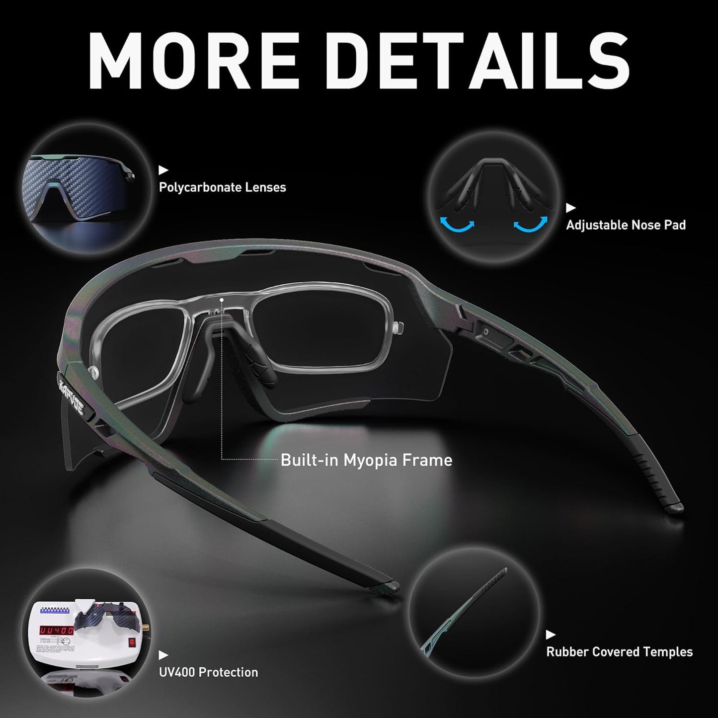 KAPVOE Cycling Glasses Men Women Mountain Bike Sunglasses Sports MTB Baseball Running Triathlon Golf Driving - K170