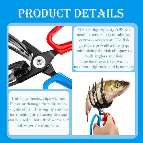 HiliyKiliy 2 PCS Fish Gripper, 3 Claw Fish Grippers for Fishing Pliers, Metal Control, Multi 3 Teeth Clamp Claw Grabber Tool for Most Freshwater Hook Remover, Tackle Holder