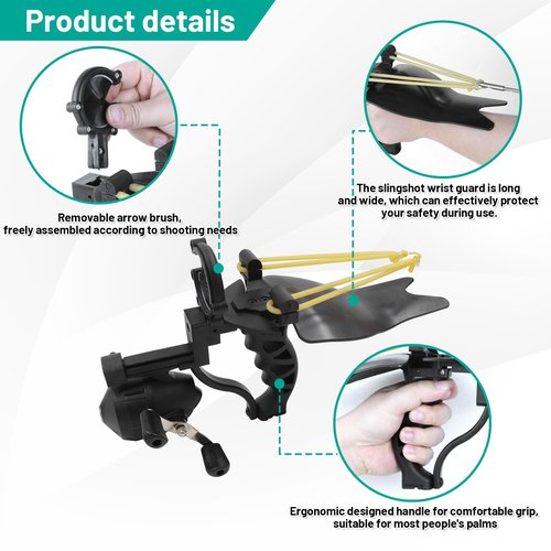 ZHUOCE Fishing Slingshot Kit with Reel Wrist Support Slingshot for Adult Archery Catapult with Arrows Fishing Darts and Rubber Bands Steel Smmo