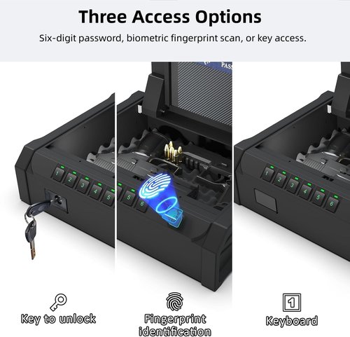 PATRON [ 25% Larger Capacity ] Gun Safe for Pistols, Biometric Handgun Safe Box, Mounted Handgun Safe Quick Access Security Safe with Fingerprint Keypad Lock for Home nightstand