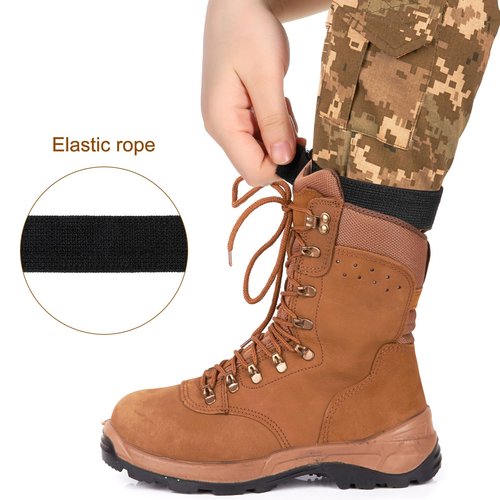 6 Pcs Black Boot Blousers Snake Elastic Military Boot Straps Bands Army Blousing Straps Ankle Hook and Loop for Men Women Hunting Gardening Hiking Cycling Fishing Military Army Uniforms