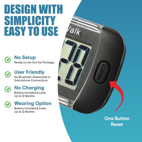 Simple Pedometer for Walking, Step Counter with Large Display, for Women Men Kids Seniors