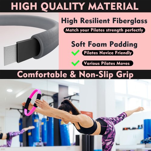 EGOOIEYE Pilates Ring and Ball Set with 3 Resistance Bands, Pilates Equipment for Home Workout, Better me Pilates Kit to Tone, Sculpt and Strengthen - Fitness Magic Circle Ring for Yoga Women