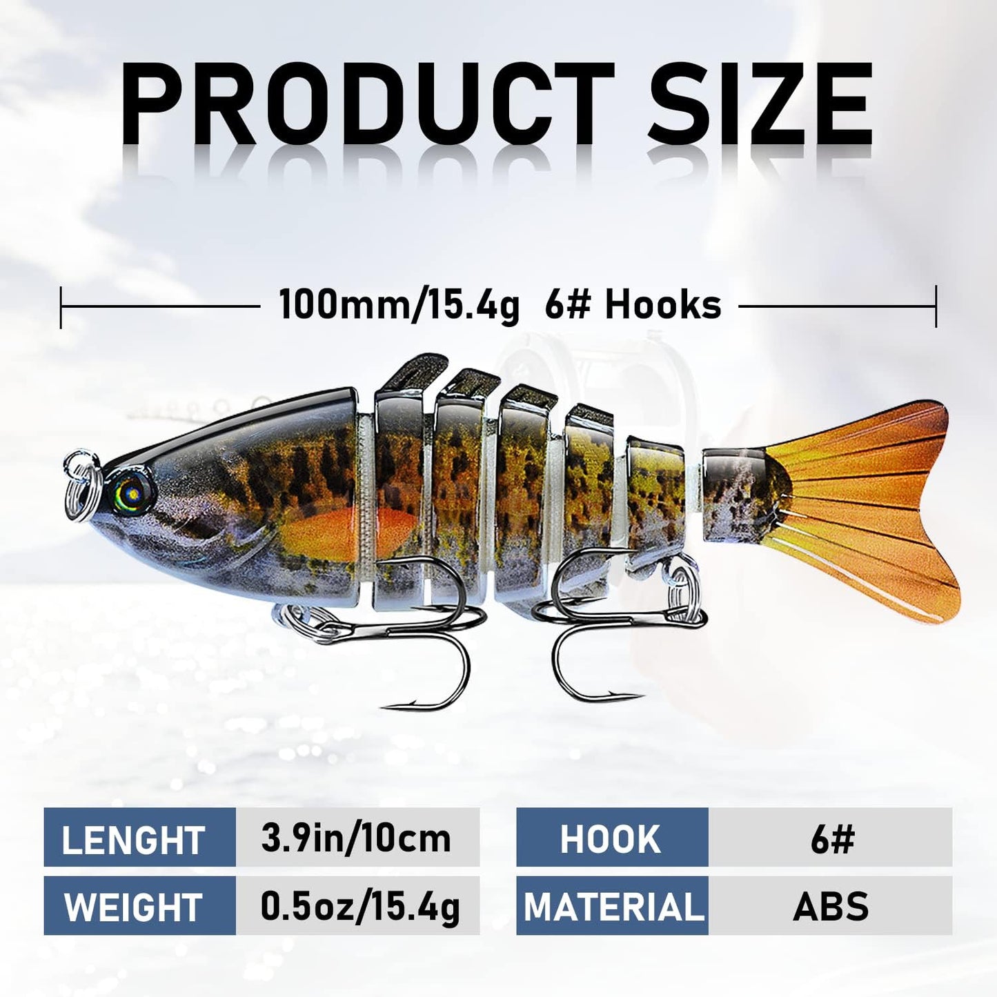 Multi-Segmented Fishing Lures, Glide Swim Bait Lure Freshwater and Saltwater for Bass Fishing Stuff, Swimbait Crank Baits (5-Pack-Style)