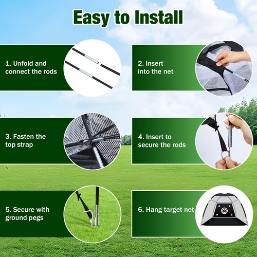 MoKo Golf Net with Practice Mat, 10 x 7 ft Golf Hitting Net for Outdoor Indoor Backyard Driving Chipping Swing Training, All-in-One Multi-Target Training Aid Practice Nets with Tri-Turf Mat & Balls