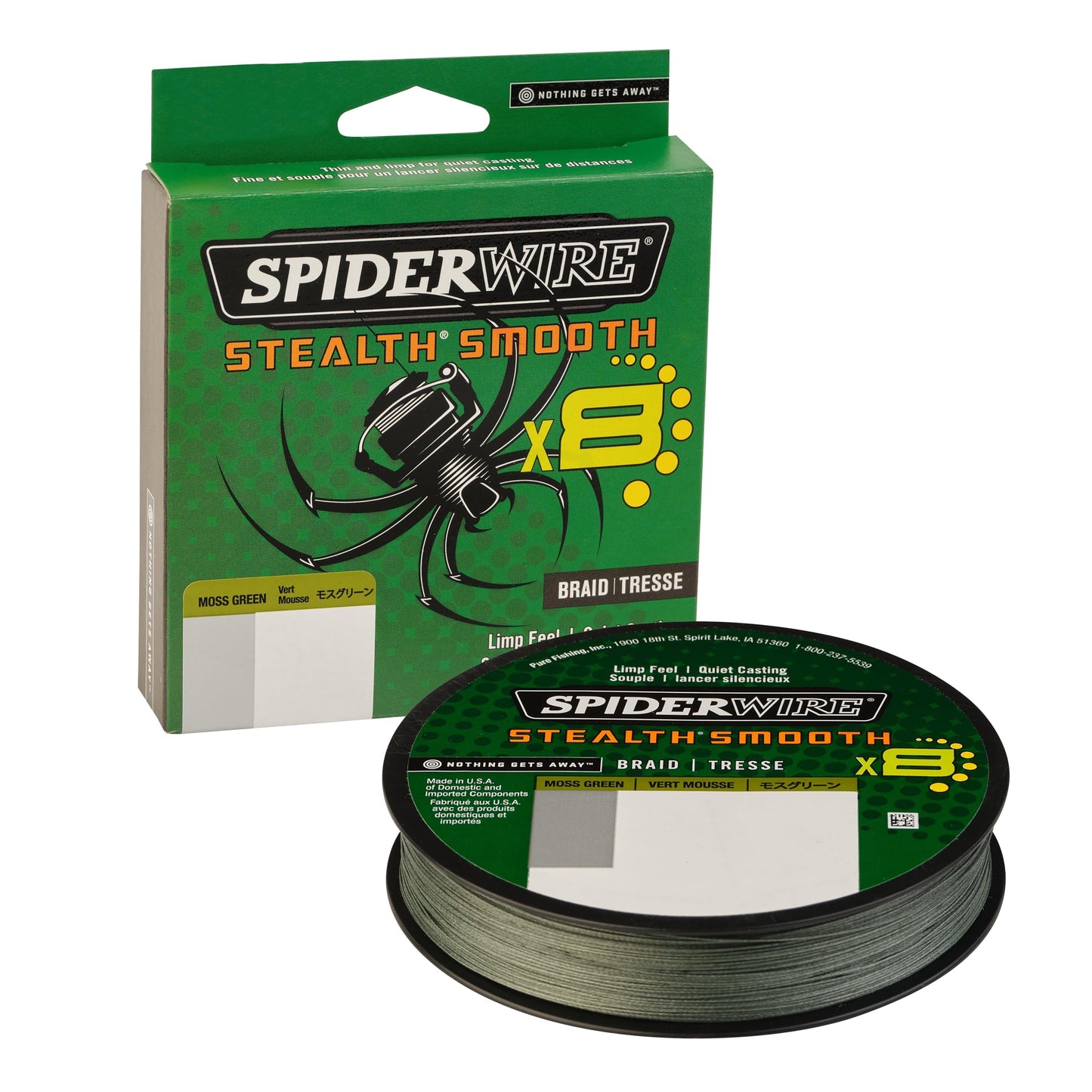 SpiderWire Stealth® Smooth Superline, Moss Green, 50lb | 22.6kg, 200yd | 182m Braided Fishing Line, Suitable for Freshwater Environments