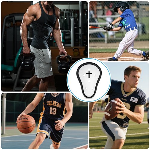 Athletic Cup for Men Baseball Cup Protective Supporter Men's Sports Protection for Football Rugby Comfort Fit MMA Lightweight with Cross Design (Large)