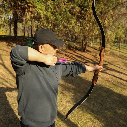 LWANO D97 Flemish Twist Bow String - Handmade Fast Flight Bow String Replacement Bowstring for Traditional Longbow Recurve Bow (Black+Brown, AMO 62"(Actual Length 59"))