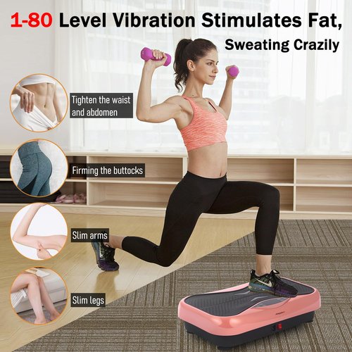 Whole Body Vibration Plate Exercise Machine – Power Vibrating Plate for Lymphatic Drainage Weight Loss, Shake Plate Exercise Platform with Touch Screen & Resistance Bands, Equipment for Women Men
