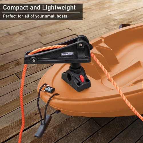 QualyQualy Kayak Anchor Lock System with Side Deck Mount, One-Hand Quick Locking Anchor Wizard/Winch for Canoe, Jon Boat, Kayak, Small Fishing Boats Accessories, UV-Resistant Engineered Nylon