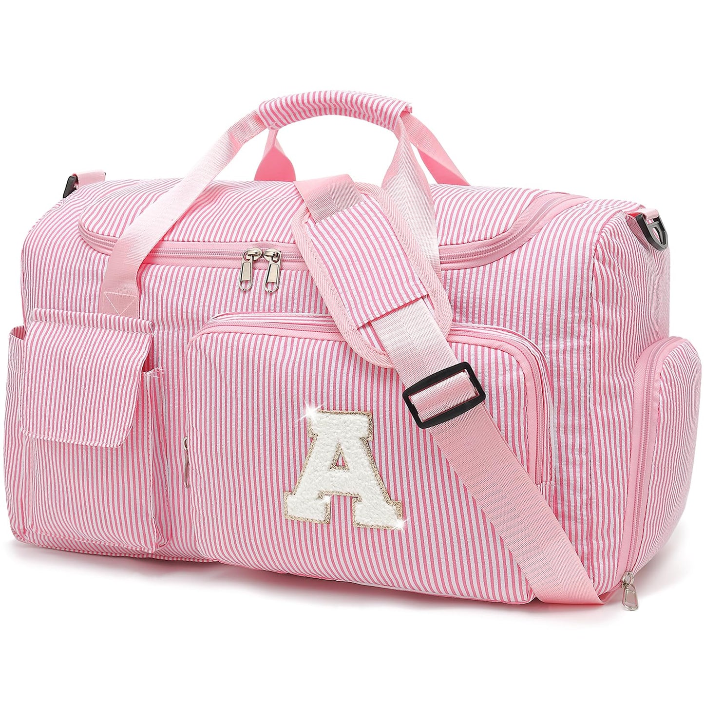 HuiLeo Kids Travel Duffle Bag Dance Bag Gifts for Girls Initial Gym Bag with Shoes Compartment for Women Lightweight Weekender Bags Pink-A