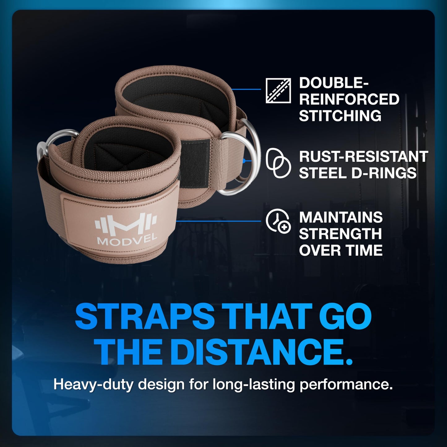Modvel Ankle Strap (Single) for Cable Machine – Adjustable & Comfortable Gym Accessory for Strength Training, Weightlifting, and Injury Recovery – Durable Padded Support for Men & Women (Light/Brown)