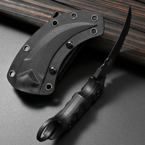 Gtkii GTK691 Fixed Blade Knife D2 Steel Blade Nylon Fiberglass Handle with Kydex Sheath for Outdoor Camping Hunting Hiking Survival EDC Tool(Black)
