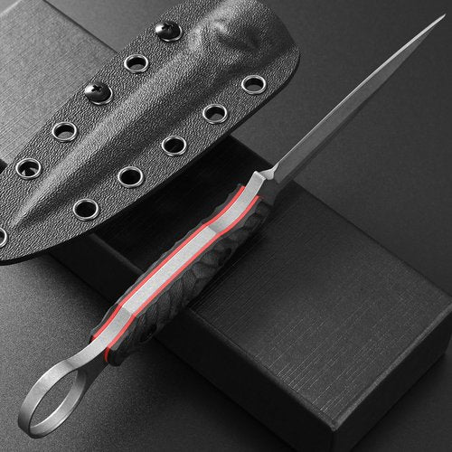 Gtkii GTK340 Fixed Blade Knife AUS-10 Steel Blade G10 Handle Full Tang EDC Tool Knifes for Outdoor Camping Hiking Survival(Silver)