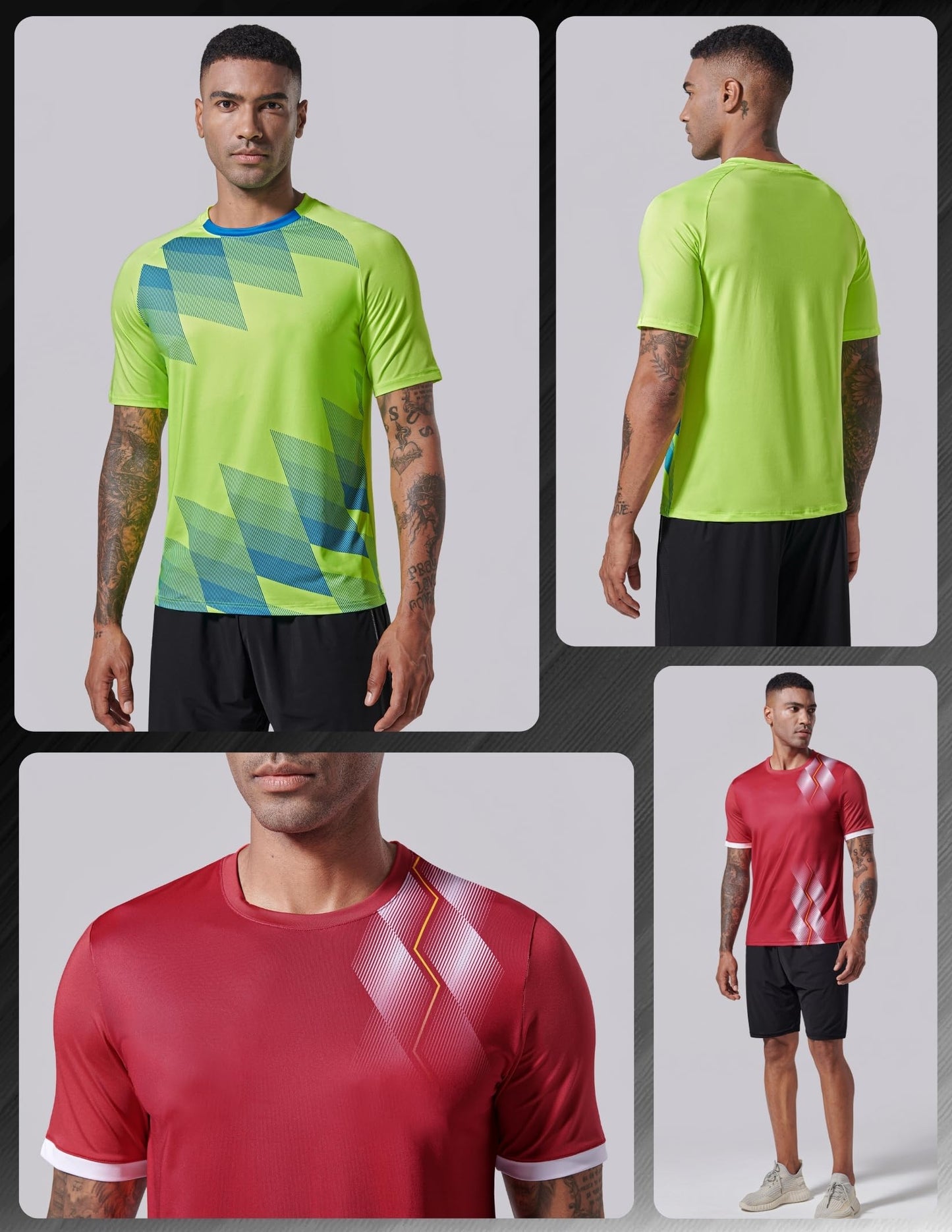 5 Pack Men’s Active Quick Dry Crew Neck T Shirts | Athletic Running Gym Workout Short Sleeve Tee Tops Bulk (Set 13, 4X-Large)