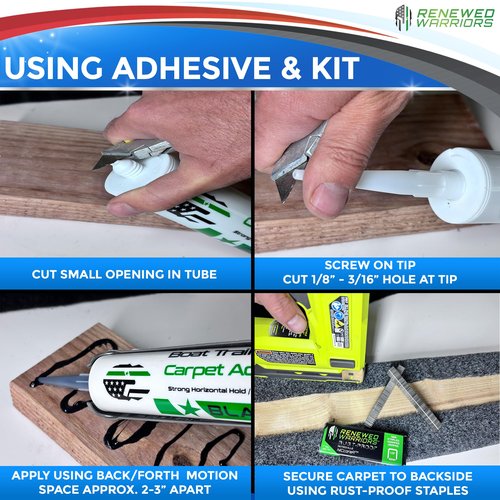 Boat Trailer Bunk Carpet Adhesive Glue (Single Tube Only) - Adheres Boat Bunk Carpet to Boards Quickly with Little Mess & No Fuss - Patented Specially Designed to Use on Trailer Boards