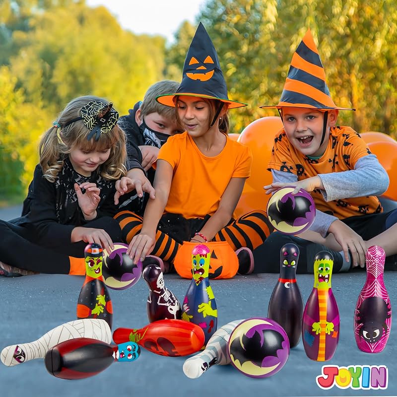 Halloween Foam Bowling Set – 10 Pins + 2 Balls Indoor Outdoor Fun
