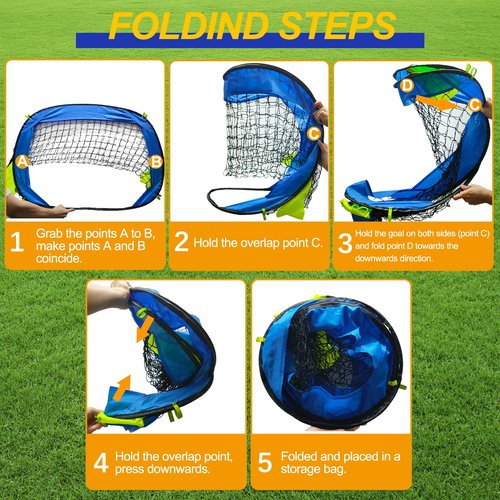 EVERRUSH Pop Up Soccer Goals Nets for Backyard Beach Soccer Training Net Mini Portable Foldable Lightweight Indoor + Outdoor Football Goal with Carry Bag
