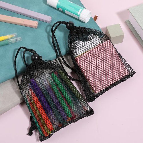 Lnngub 12 Pcs Small Mesh Bags,6x4 Inch Black Mesh Bags Drawstring Black Mini Nylon Net with Drawstrings for Storage Small Items
