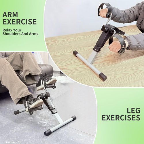 Under Desk Bike Pedal Exerciser with Interchangeable Suction Cups Mini Exercise Bike for Arms Legs Adjustable Resistance LCD Display Foldable Desk Cycling Equipment for Office Home Anti-Slip