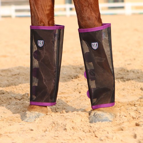Harrison Howard Loose-Fitting Horse Fly Leggings Breathable, Tear-Resistant Fine Mesh Leg Guards Stay-on Comfortable Fly Boots (Set of 4) Amethyst Medium